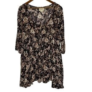 Denim & Supply Ralph Lauren Black Floral V-Neck Peasant Dress
